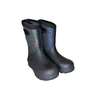 Bogs Girls 1 Boots Bloom Waterproof Insulated Winter Pull On Black Snow Rain